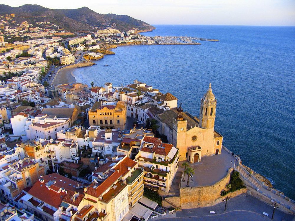 Sitges seafront and church of Sant Bartomeu